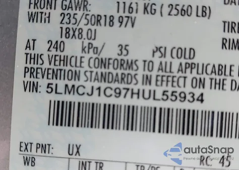 2017 Lincoln Mkc Premiere from USA, damaged, VIN 5LMCJ1C97HUL55934